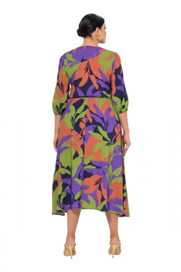Ulla Popken 841034 Vestido estampado com manga 3/4 Azul-marinho - Vestidos maxi - Vestidos maxi plus size para mulher