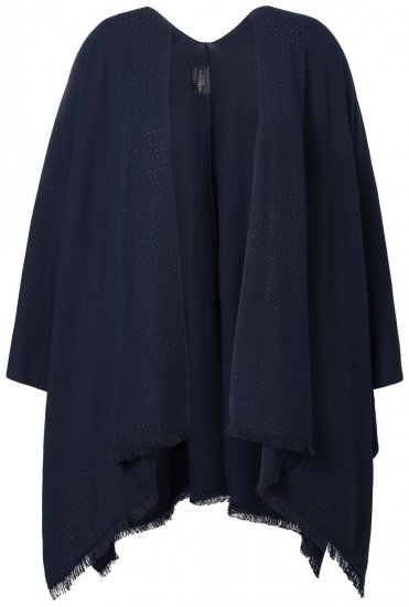 Ulla Popken 841117 Poncho de malha oversize com strass Azul-marinho - Ponchos e capas - 