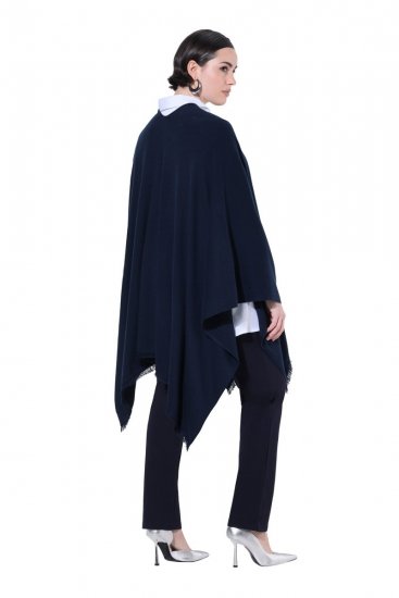 Ulla Popken 841117 Poncho de malha oversize com strass Azul-marinho - Ponchos e capas - 