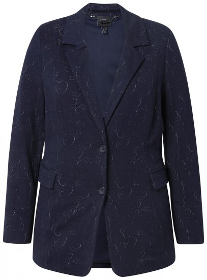 Ulla Popken 841163 Blazer em malha jacquard Azul-marinho - Blazers e Coletes - Blazers em Tamanhos Grandes