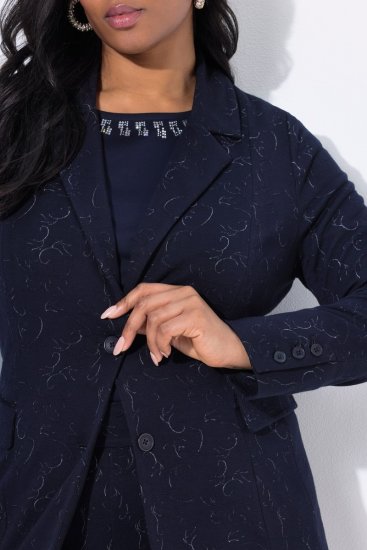 Ulla Popken 841163 Blazer em malha jacquard Azul-marinho - Blazers e Coletes - Blazers em Tamanhos Grandes