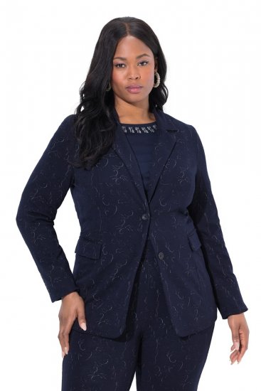 Ulla Popken 841163 Blazer em malha jacquard Azul-marinho - Blazers e Coletes - Blazers em Tamanhos Grandes