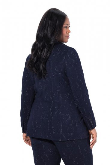 Ulla Popken 841163 Blazer em malha jacquard Azul-marinho - Blazers e Coletes - Blazers em Tamanhos Grandes