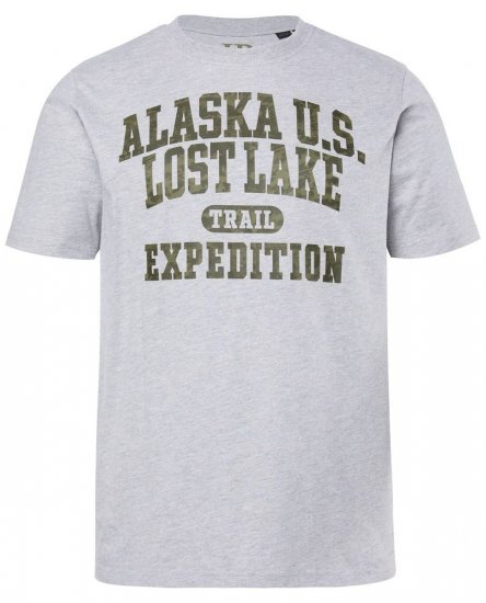 JP1880 T-shirt Short Sleeve Chest Print Grey Melange - T-shirts - T-shirts Homem Tamanhos Grandes