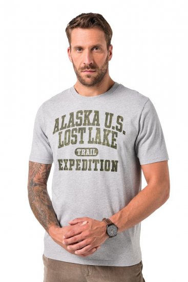 JP1880 T-shirt Short Sleeve Chest Print Grey Melange - T-shirts - T-shirts Homem Tamanhos Grandes