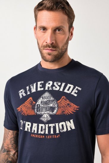 JP1880 T-Shirt Short Sleeve Chest Print Navy - T-shirts - T-shirts Homem Tamanhos Grandes