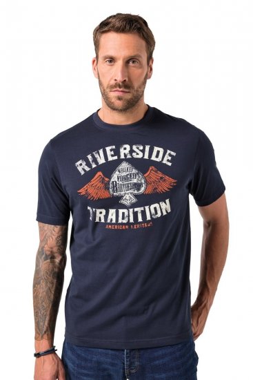 JP1880 T-Shirt Short Sleeve Chest Print Navy - T-shirts - T-shirts Homem Tamanhos Grandes