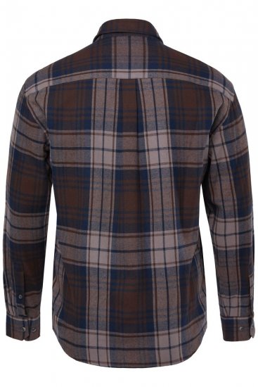 JP1880 Shirt Flannel Long Sleeve Dark Brown - Camisas - Camisas Homem Tamanhos Grandes