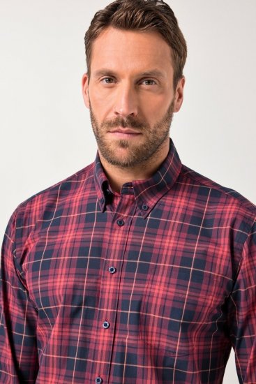 JP1880 Checked Shirt Long Sleeve Red - Camisas - Camisas Homem Tamanhos Grandes