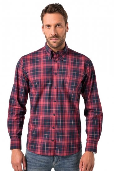 JP1880 Checked Shirt Long Sleeve Red - Camisas - Camisas Homem Tamanhos Grandes