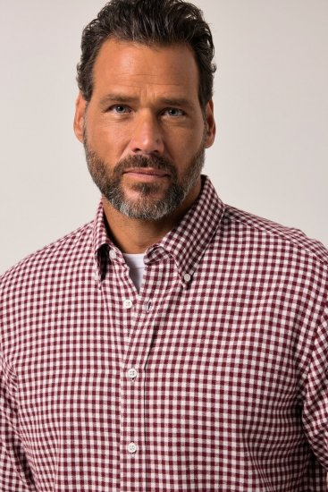 JP1880 Checked Flannel Shirt Long Sleeve Light Red - Camisas - Camisas Homem Tamanhos Grandes