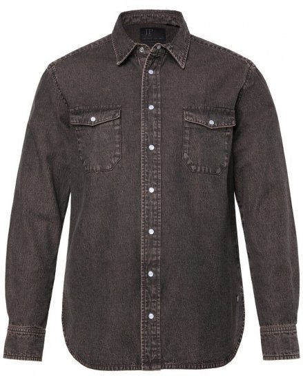 JP1880 Denim Shirt Flexnamic Dark Brown - Camisas - Camisas Homem Tamanhos Grandes