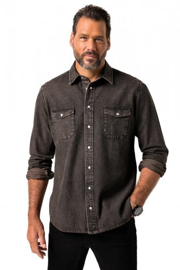 JP1880 Denim Shirt Flexnamic Dark Brown - Camisas - Camisas Homem Tamanhos Grandes