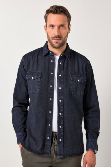 JP1880 Denim Shirt Flexnamic Long Sleeve Navy - Camisas - Camisas Homem Tamanhos Grandes