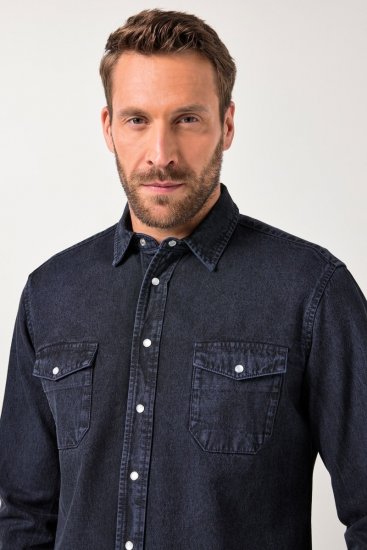 JP1880 Denim Shirt Flexnamic Long Sleeve Navy - Camisas - Camisas Homem Tamanhos Grandes