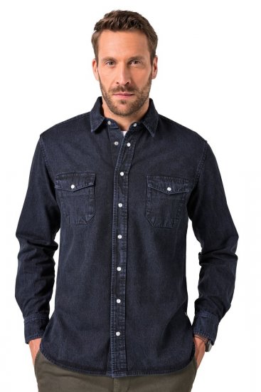 JP1880 Denim Shirt Flexnamic Long Sleeve Navy - Camisas - Camisas Homem Tamanhos Grandes