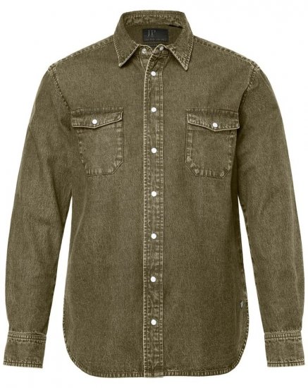JP1880 Denim Shirt Long Sleeve Olive Green - Camisas - Camisas Homem Tamanhos Grandes