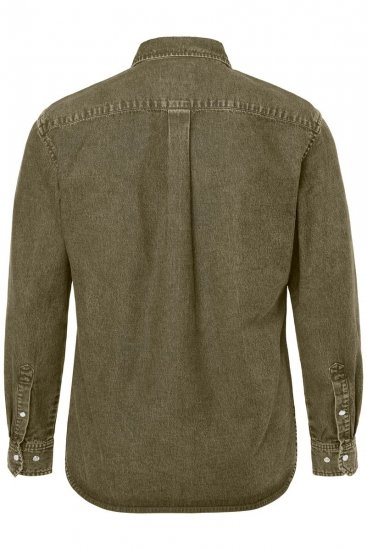 JP1880 Denim Shirt Long Sleeve Olive Green - Camisas - Camisas Homem Tamanhos Grandes