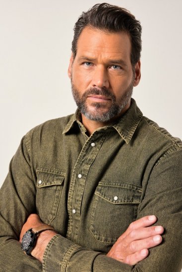 JP1880 Denim Shirt Long Sleeve Olive Green - Camisas - Camisas Homem Tamanhos Grandes