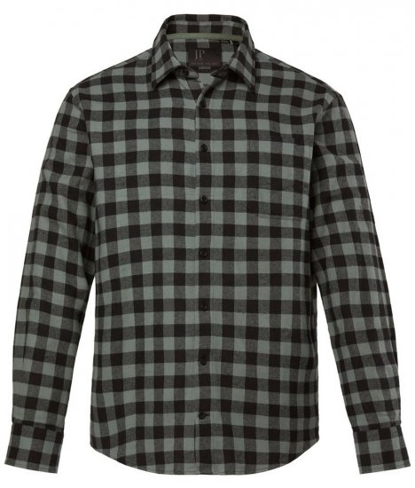 JP1880 Checked Flannel Shirt Long Sleeve Eucalyptus Green - Camisas - Camisas Homem Tamanhos Grandes