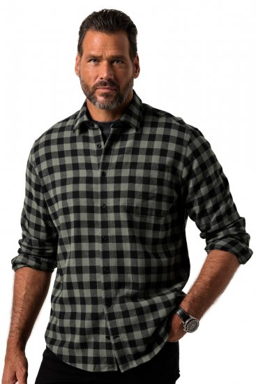 JP1880 Checked Flannel Shirt Long Sleeve Eucalyptus Green - Camisas - Camisas Homem Tamanhos Grandes
