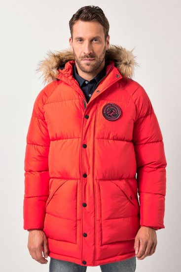 JP1880 Parka Quilted Faux Fur Hood Red - Casacos - Casacos Homem Tamanhos Grandes