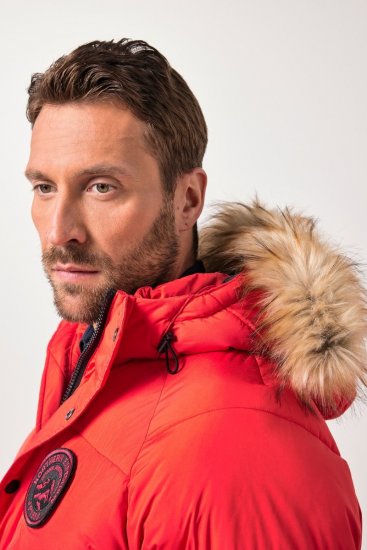 JP1880 Parka Quilted Faux Fur Hood Red - Casacos - Casacos Homem Tamanhos Grandes