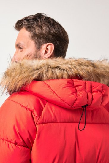 JP1880 Parka Quilted Faux Fur Hood Red - Casacos - Casacos Homem Tamanhos Grandes