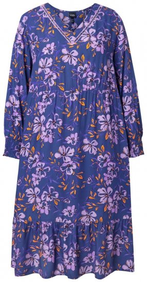 Ulla Popken 841873 Vestido midi floral Azul-marinho - Vestidos midi - Vestidos Midi Tamanhos Grandes