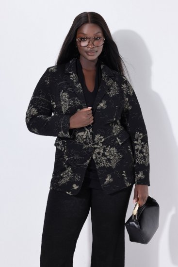 Ulla Popken 841901 Blazer padronizado Preto - Blazers e Coletes - Blazers em Tamanhos Grandes