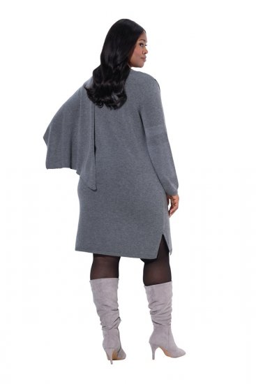 Ulla Popken 841941 Vestido de malha de manga comprida Cinzento mesclado - Vestidos de malha - 