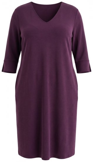 Ulla Popken 841952 Vestido de sweat com manga 3/4 Ameixa - Vestidos midi - Vestidos Midi Tamanhos Grandes