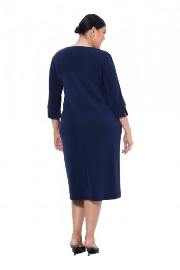 Ulla Popken 841952 Vestido de sweat com decote em V Azul-marinho - Vestidos - Vestidos para todos os tamanhos