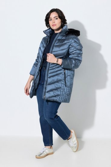 Ulla Popken 842013 Casaco acolchoado Azul ganga - Jaquetas - Casacos plus size para mulher