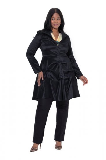 Ulla Popken 842028 Blazer peplum com pregas Preto - Blazers e Coletes - Blazers em Tamanhos Grandes