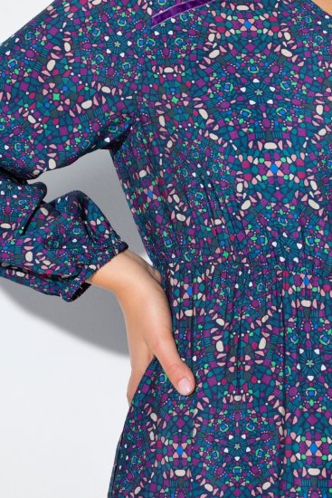 Ulla Popken 842153 Vestido midi estampado Petróleo - Vestidos midi - Vestidos Midi Tamanhos Grandes