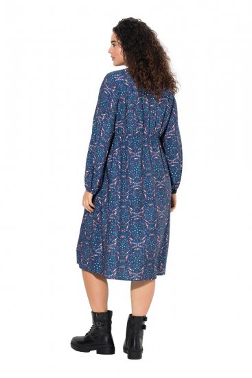 Ulla Popken 842153 Vestido midi estampado Petróleo - Vestidos midi - Vestidos Midi Tamanhos Grandes