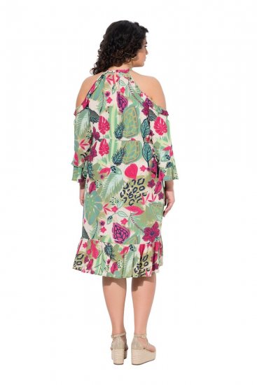 Ulla Popken 842471 Vestido evasê com manga 3/4 Champanhe - Vestidos - Vestidos para todos os tamanhos