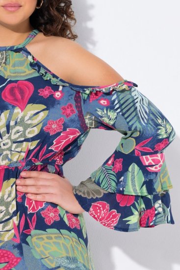 Ulla Popken 842471 Vestido midi estampado Azul-marinho - Vestidos midi - Vestidos Midi Tamanhos Grandes
