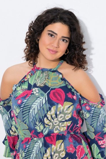 Ulla Popken 842471 Vestido midi estampado Azul-marinho - Vestidos midi - Vestidos Midi Tamanhos Grandes