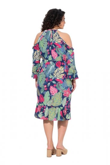 Ulla Popken 842471 Vestido midi estampado Azul-marinho - Vestidos midi - Vestidos Midi Tamanhos Grandes