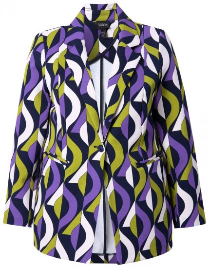 Ulla Popken 842680 Blazer estampado em jersey punto di Roma Azul-marinho - Blazers e Coletes - Blazers em Tamanhos Grandes