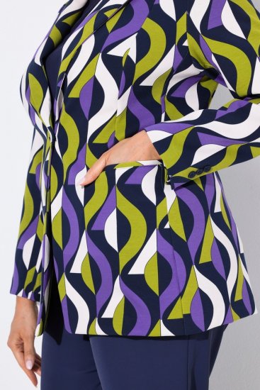 Ulla Popken 842680 Blazer estampado em jersey punto di Roma Azul-marinho - Blazers e Coletes - Blazers em Tamanhos Grandes
