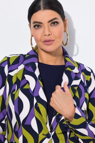 Ulla Popken 842680 Blazer estampado em jersey punto di Roma Azul-marinho - Blazers e Coletes - Blazers em Tamanhos Grandes