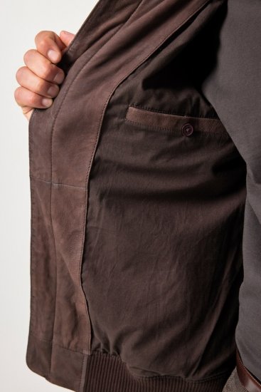 JP1880 Jacket Buffed Nubuck Lamb Leather Brown - Casacos - Casacos Homem Tamanhos Grandes