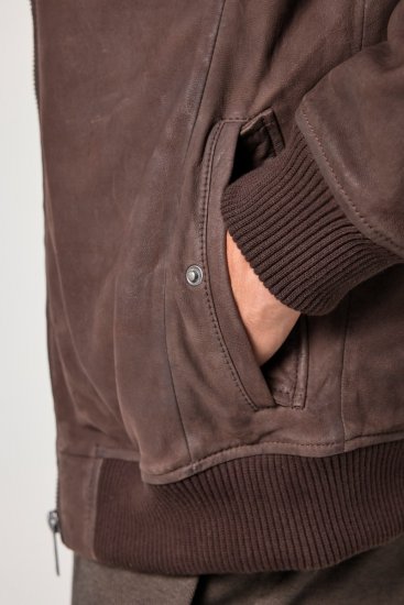 JP1880 Jacket Buffed Nubuck Lamb Leather Brown - Casacos - Casacos Homem Tamanhos Grandes