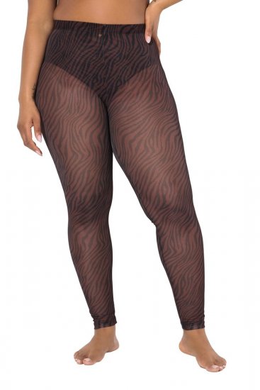 Ulla Popken 842879 Leggings de meia com padrão animal Castanho escuro - Collants & meias - 