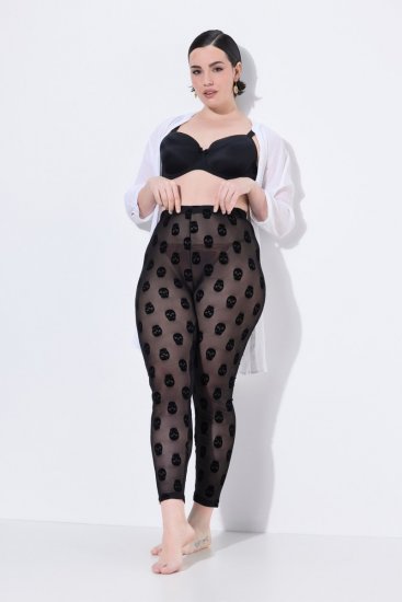 Ulla Popken 842886 Leggings de meia com padrão Preto - Collants & meias - 
