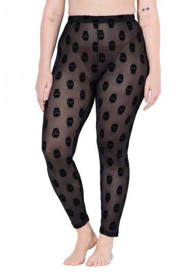 Ulla Popken 842886 Leggings de meia com padrão Preto - Collants & meias - 