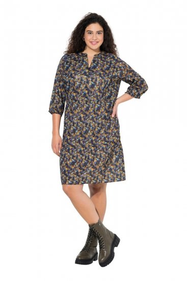 Ulla Popken 842936 Vestido às riscas com manga 3/4 Azul-marinho - Vestidos de noite - Vestidos de festa em tamanhos grandes